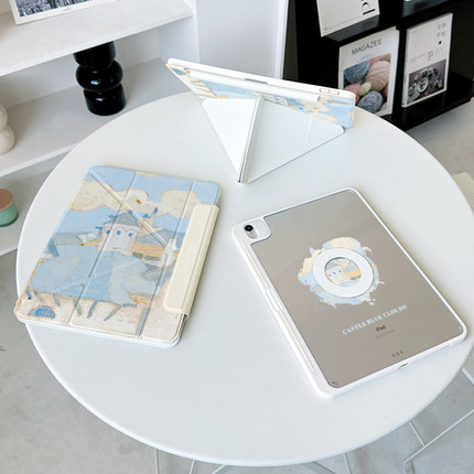 【3+Y折磁吸拆分】艺术蓝城堡ipadair7保护套pro11适用华为matepad12.2透明小米平板8iqoo2带笔槽oppo4壳vivo