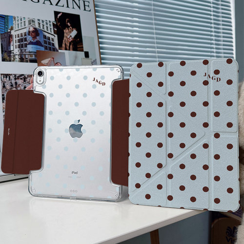 【3+Y折搭扣无笔槽】蓝色咖啡ipadair8保护套第11代7适用6华为matepad11.5s壳oppo5mini小米平板8pro波点13.2