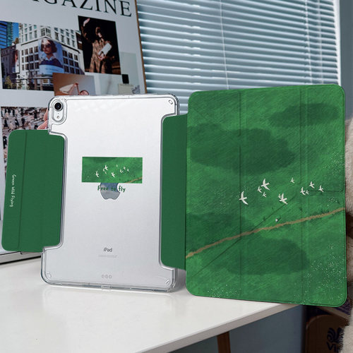 【3+y折搭扣x绿野鸟群】ins风适用ipadair7保护套透明pro13matepad11.5s防摔无笔槽华为air12小米6搭扣壳11代