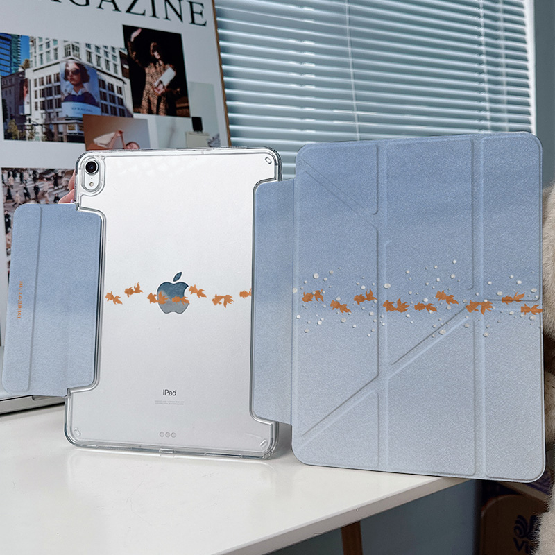 【3+Y折无笔槽】金鱼ins风ipadair7保护套第11代适用华为matepad11.5s透明oppo4vivo5搭扣小米平板8pro一加壳