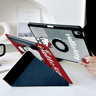 红色猫咪ipadair6保护套苹果适用华为matepad11.5s小米平板7透明12.2防弯pro11壳少女 Y折磁吸拆分x带笔槽