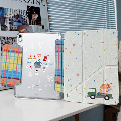 【y折x兼容笔套】2024带搭扣卡通适用苹果平板ipadair6保护套5无笔槽9透明11.5s硬壳matepad12.2亚克力pro11