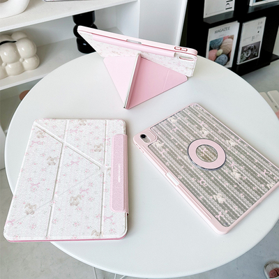 【3+y折磁吸拆分】兔子带笔槽ipadair7保护套iqoo华为matepad12.2小米平板7s12.5pro壳第11代亚克力11.5s女生