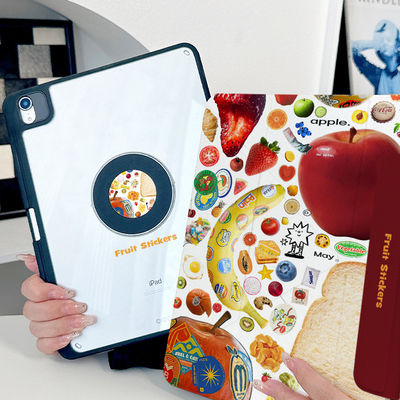 【3+y折磁吸可拆分】ins风水果ipadair7保护套适用苹果小米平板6华为matepadpro12.2第11代11.5s透明防弯壳12