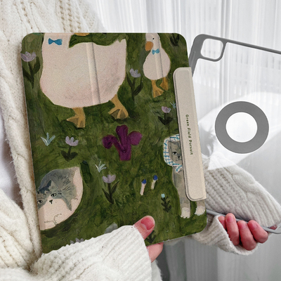 【磁吸双面夹x带笔槽】适用苹果平板ipadair6保护套华为matepad11.5s绿色mini7防弯pro11可拆分12壳2小米4鸭3