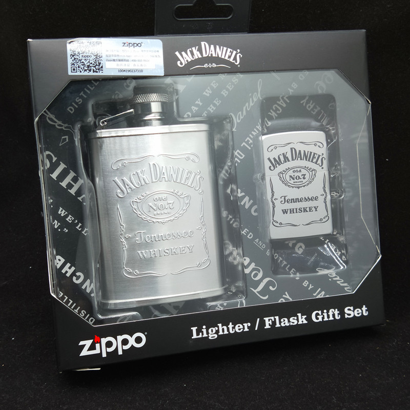 韦祥zippo原装正品zippo之宝打火机杰克丹尼酒标酒壶礼盒套装正版