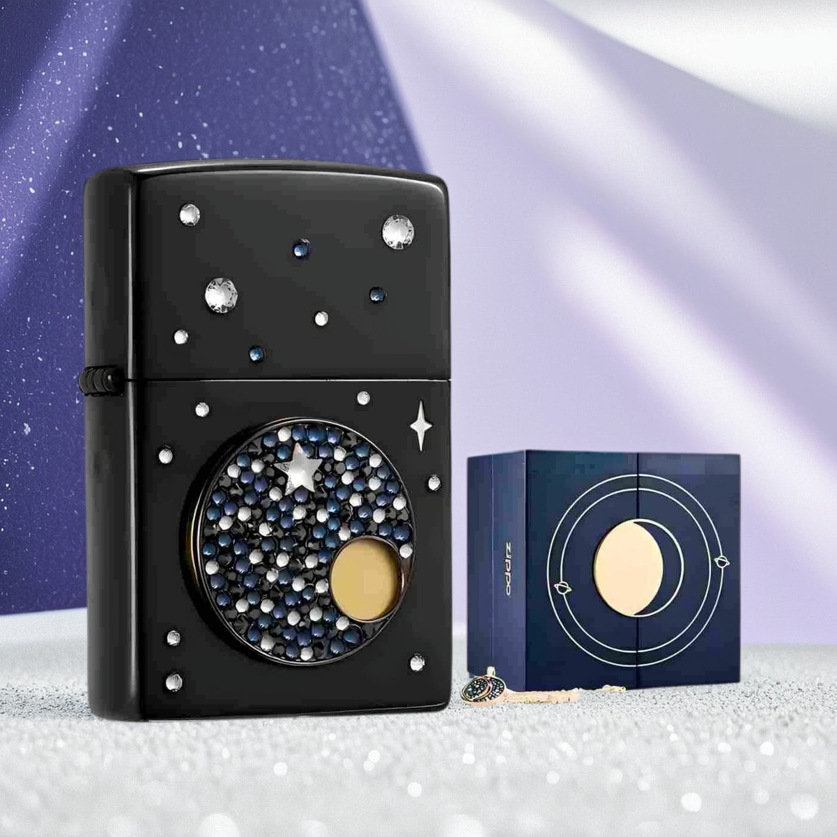 原装正品zippo打火机IP联名款星动夜情侣收藏版水晶镶嵌项链套装