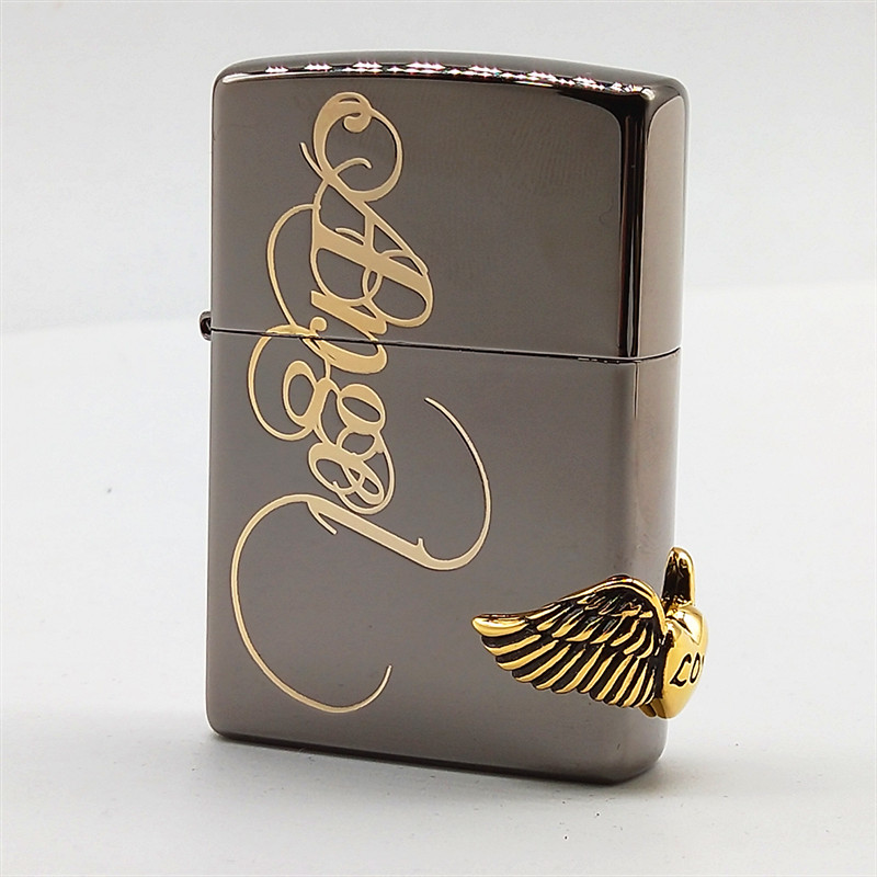 韦祥zippo 原装正品zippo芝宝打火机 黑冰 古银 爱天使 love 翅膀