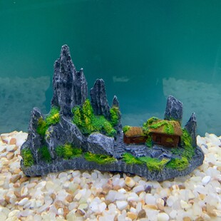 新款鱼缸造景观赏水景仿真水草可供鱼穿梭玩耍树脂假山仿石山布景