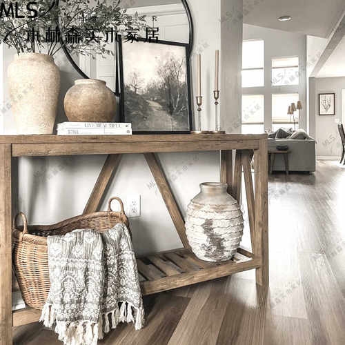 玄关台门厅入户复古做旧木侘寂