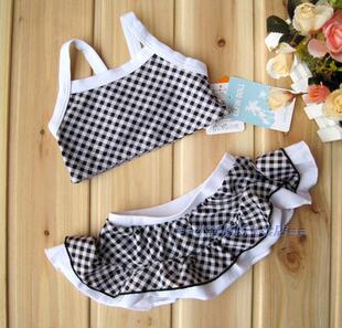 日单西松屋双层锦纶防晒背心+短裙分体女童泳衣 泳装 断码包邮