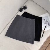 半身裙女2026新款 春夏灰色设计感小个子高腰防走光显瘦A字短裙子