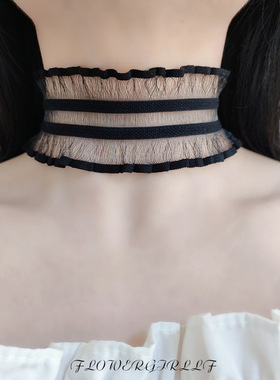 弹力颈圈宽边遮颈纹脖子装饰品夏季透气百搭气质短款锁骨链脖链