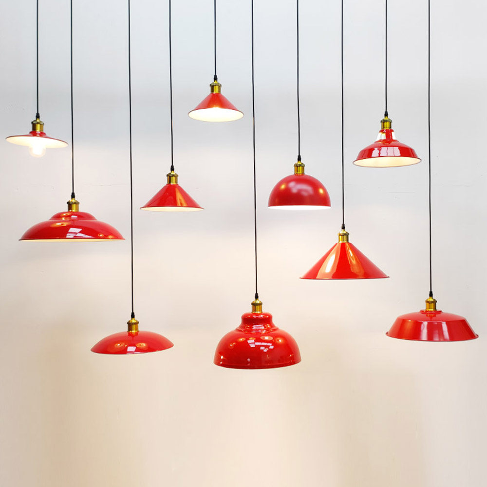 复古工业风创意个性餐饮饭店火锅店串串店铺商用单头红色锅盖吊灯