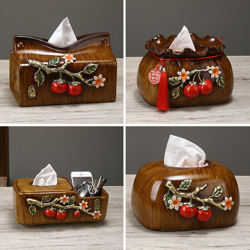 新中式创意柿子纸巾盒