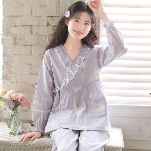 富朵纯棉自带胸垫孕妇哺乳月子服
