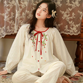 富朵春夏纯棉月子服孕妇喂奶吸汗睡衣产妇哺乳全棉待产家居服套装