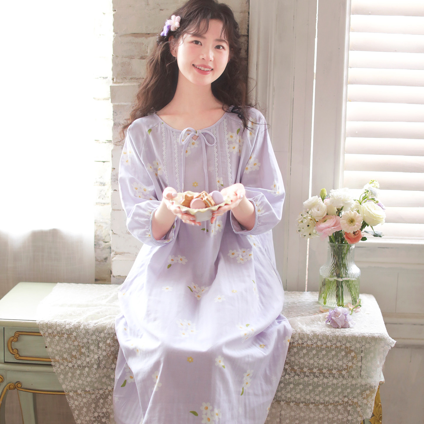 富朵夏季纯棉纱布孕妇睡裙医院待产裙产后哺乳月子睡裙产检家居裙,孕妇装/孕产妇用品/营养,家居裙,淘宝优惠券,粉丝福利购,淘宝优惠卷