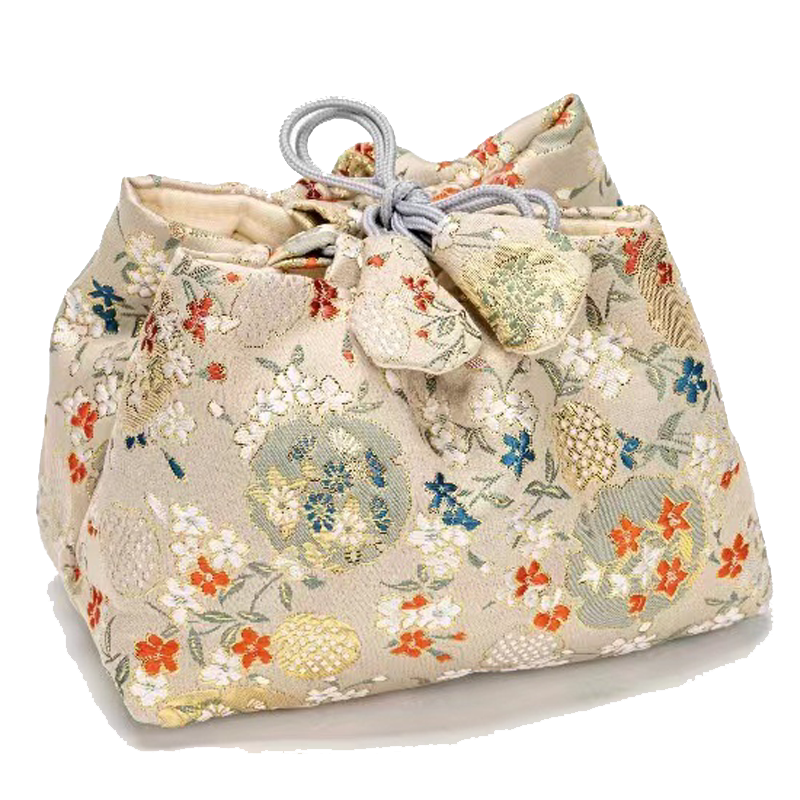 汇茶 中式复古精致团花一壶两杯便携收纳袋茶具旅行手工收纳包