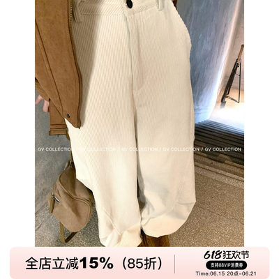 灯芯绒弯刀阔腿休闲裤