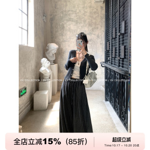 GV大白哥 松弛垂廓 条纹抽绳花苞毛呢松紧腰阔腿休闲阔腿裤子女
