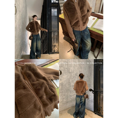 绒绒立体环保毛立领外套