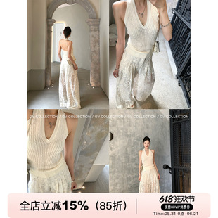 GV大白哥 Minimalist极简 V领挂脖立体麻花肌理针织背心夏季上衣