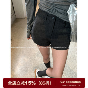 松弛感休闲裤 TR面料基础万能搭深灰百搭短裤 女 极简调调 GV大白哥