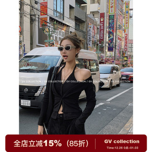 开衫 GV大白哥 假两件吊带挂脖上衣性感小众修身 简约心机 女 Bi入