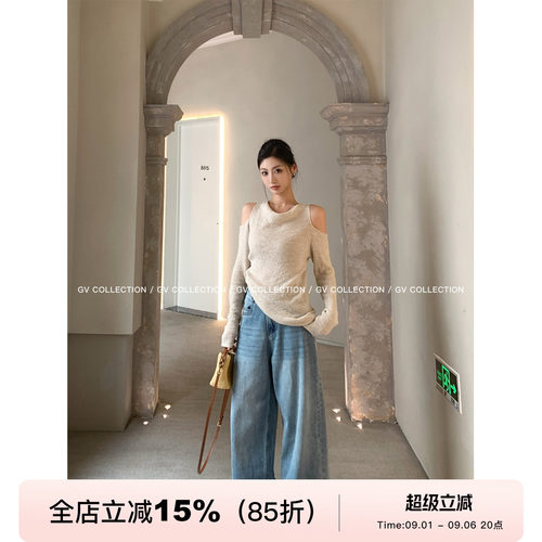 水洗直筒微弧弯刀牛仔裤