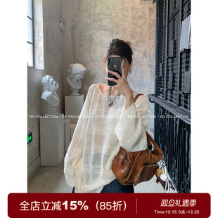 初秋新款 GV大白哥 镂空微透上衣罩衫 闪闪针织衫 松弛百搭 轻透繁星