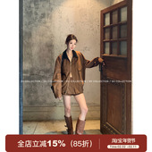 麂皮绒皮领撞色复古廓形早秋外套女款 GV大白哥 中古Barnfit 百搭