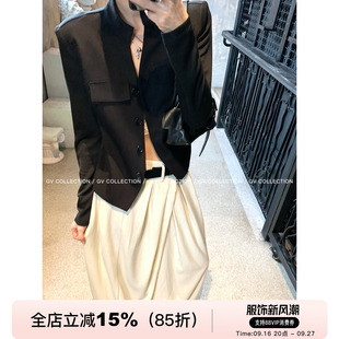 GV大白哥 Smart Casual女绅士 新中式通勤酷调拼接夹克短外套上衣