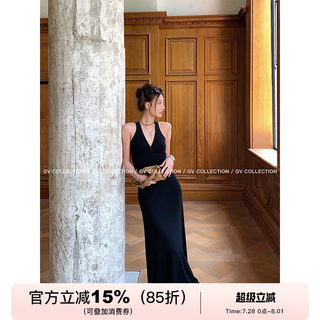 GV大白哥 松弛气场  v领可调节两色收腰长裙连衣裙设计感小众裙子