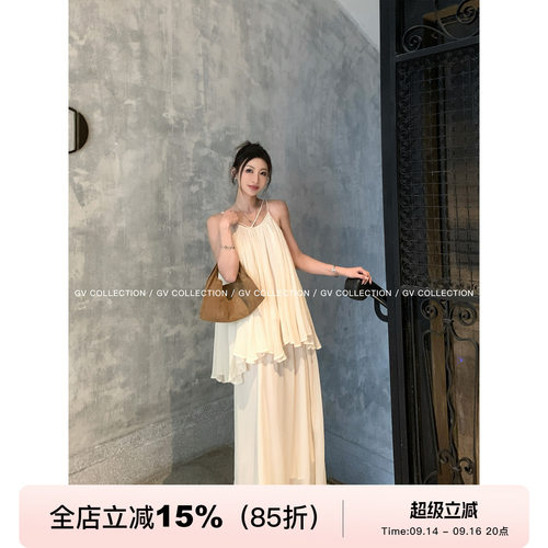 解构纱纱吊带上衣半裙两件套