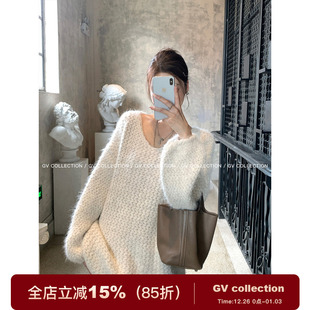 新款 棒针闪丝松弛感毛衣冬季 上衣百搭气质女 绒绒舒芙蕾 GV大白哥