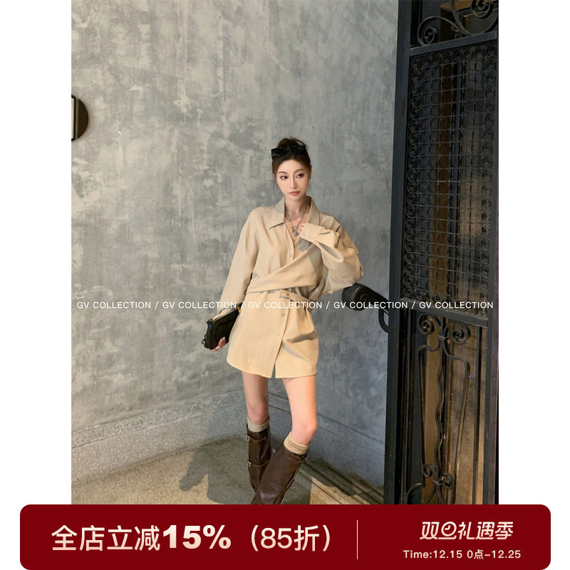 裁片收腰设计感衬衫上衣