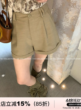 GV大白哥 北欧极简 翻边天丝棉感日常松弛感短裤设计感女夏裤子