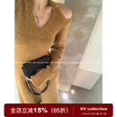 裙子小众设计感女 露肩镂空针织连衣裙秋冬新款 GV大白哥 心机淡人