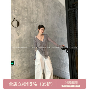 GV大白哥 日常随性 休闲口袋松紧腰工装裤春季新款设计感