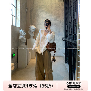 GV大白哥 伦敦少女 蝴蝶结镂空肌理感慵懒毛衣设计感早秋穿搭上衣