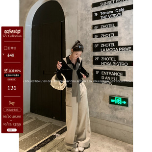 GV大白哥 美高秀场 学院海军可拆卸领巾羊毛针织衫polo领秋季上衣