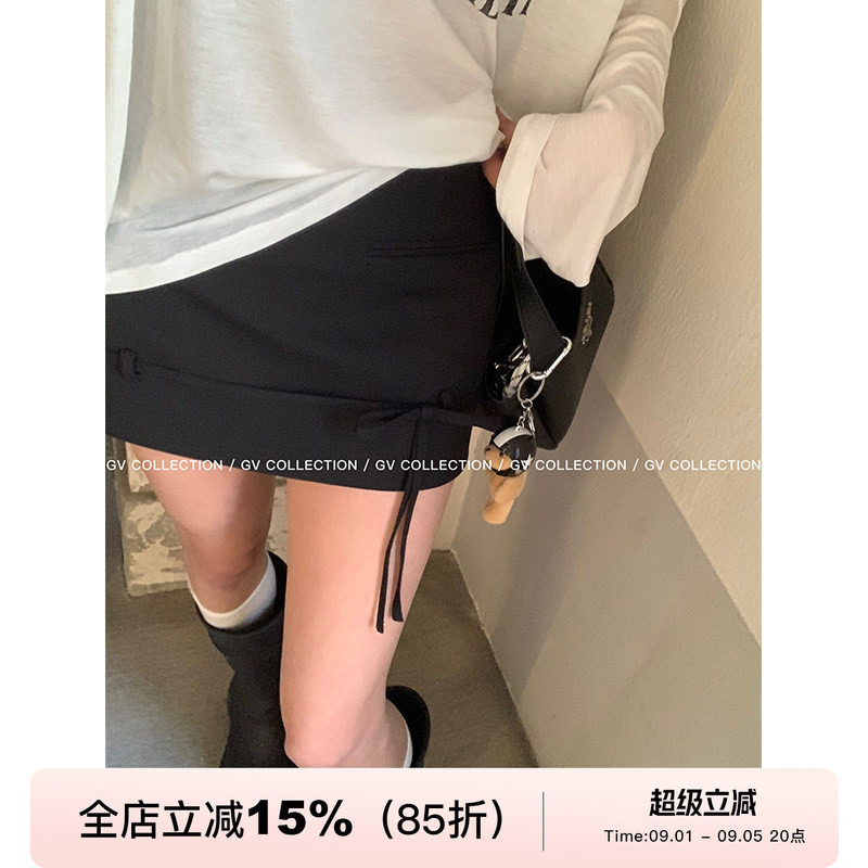 GV大白哥 私服进阶 蝴蝶结半身裙防走光裙裤短款简约百搭休闲裤女图片