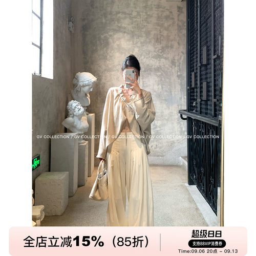 百褶肌理感灯笼收脚舒适休闲裤