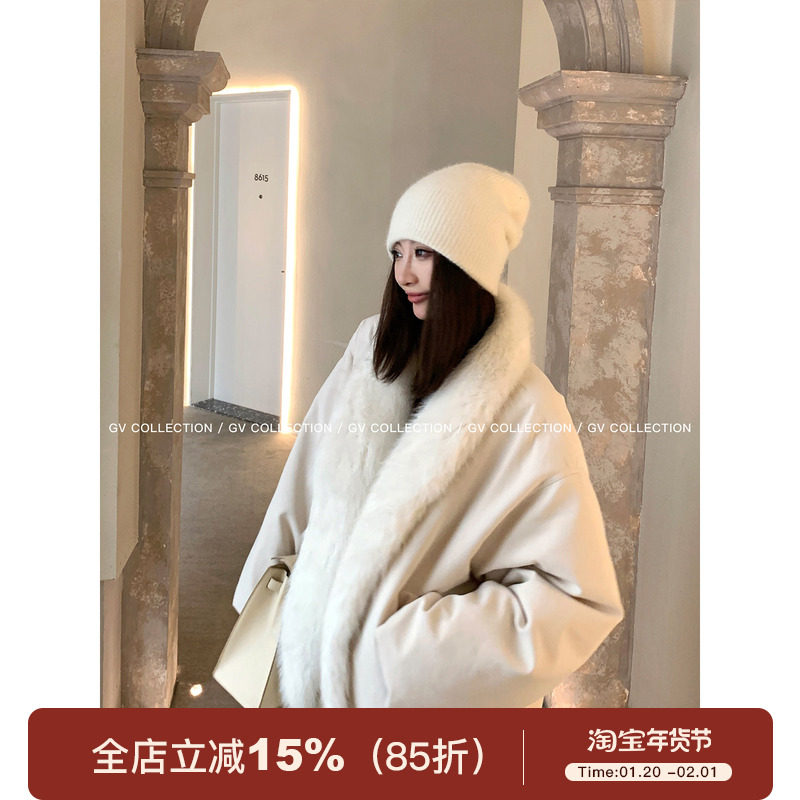 GV大白哥 奢蓬暖冬 毛领90白鸭绒廓形棒球羽绒外套秋冬保暖上衣女,女装/女士精品,羽绒服,淘宝优惠券,粉丝福利购,淘宝优惠卷