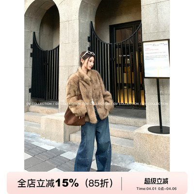 渐变银狐环保狐狸毛外套