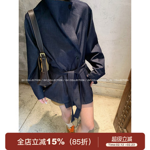 GV大白哥 万年秀场 牛仔肌理翻领廓形风衣外套秋季新款上衣女百搭