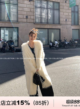 GV大白哥 小白熊 系列款慵懒氛围感毛茸茸外套长款中长款上衣女冬