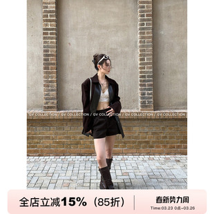 外套早秋穿搭上衣女 拼皮翻领高级感宽松西装 GV大白哥 中古老钱