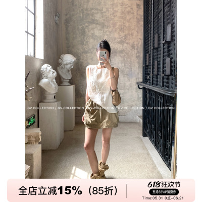 速干机能松紧腰大口袋工装裙裙